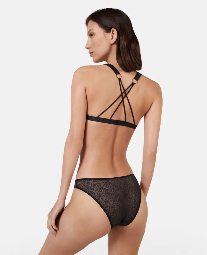 Stella McCartney Monogram Mesh String Briefs Black Women Lingerie And Sleepwear