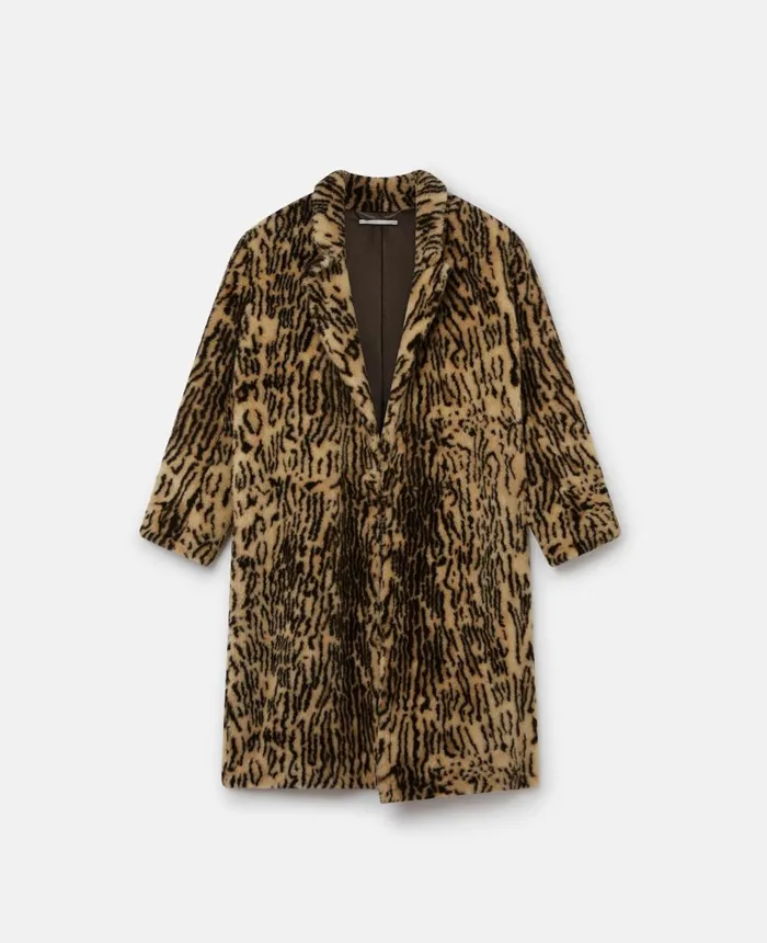 Stella McCartney Ocelot Print Coat Brown Women Coats And Jackets