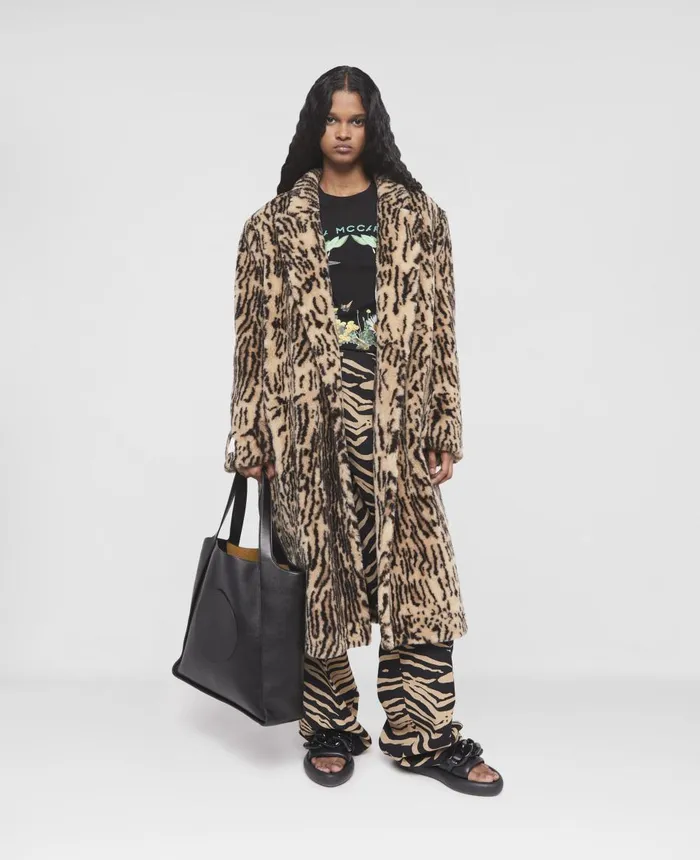 Stella McCartney Ocelot Print Coat Brown Women Coats And Jackets