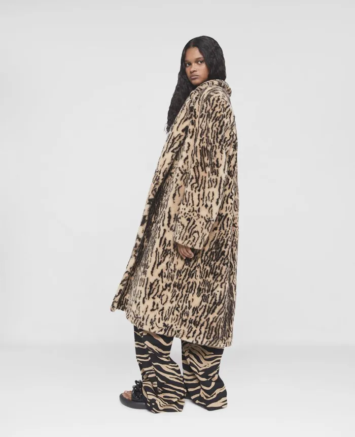 Stella McCartney Ocelot Print Coat Brown Women Coats And Jackets