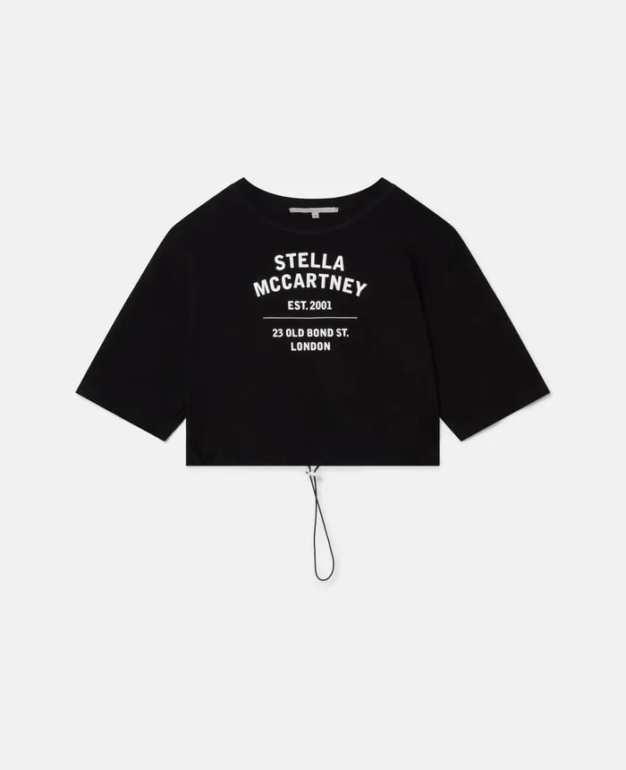 Stella McCartney Old Bond Steet Logo Cropped Cotton TShirt Black Women Swimwear Stella McCartney Old Bond Steet Logo Cropped Cotton TShirt Black Women Swimwear