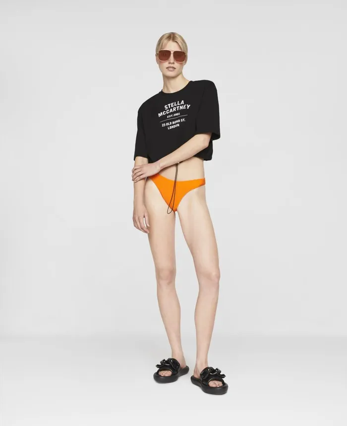 Stella McCartney Old Bond Steet Logo Cropped Cotton TShirt Black Women Swimwear Stella McCartney Old Bond Steet Logo Cropped Cotton TShirt Black Women Swimwear