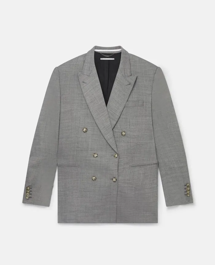 Stella McCartney Oversized DoubleBreasted Blazer Grey Women Coats And Jackets