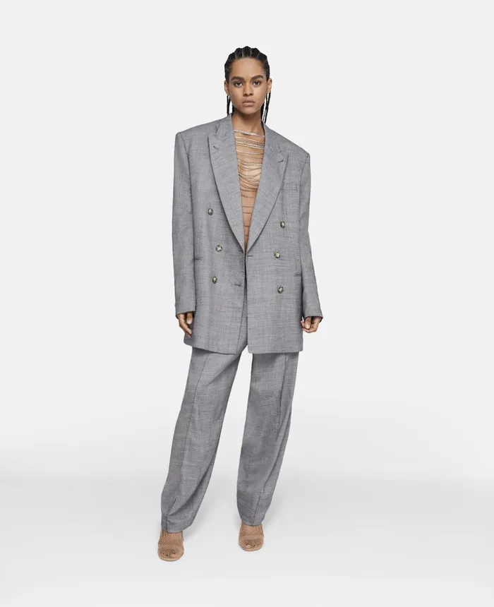 Stella McCartney Oversized DoubleBreasted Blazer Grey Women Coats And Jackets