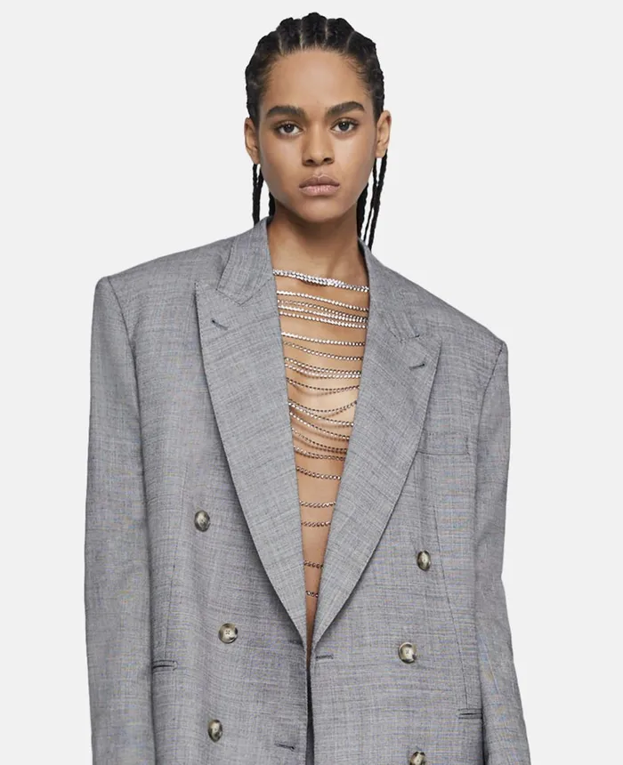 Stella McCartney Oversized DoubleBreasted Blazer Grey Women Coats And Jackets