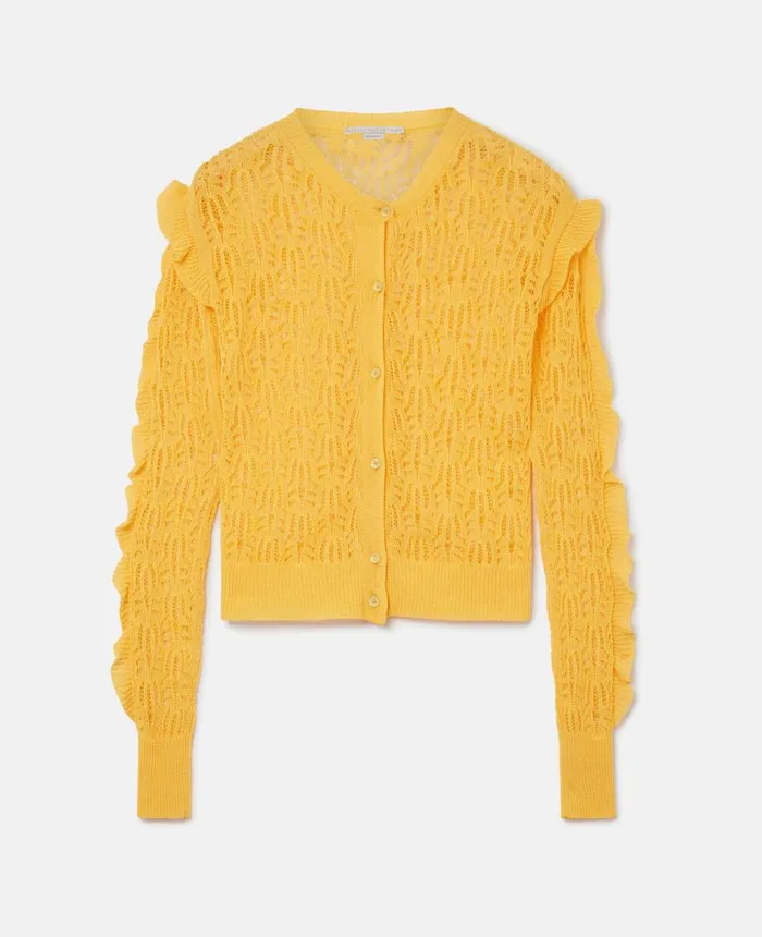 Stella McCartney Pointelle Knit Cardigan Sunflower Yellow Women Knitwear