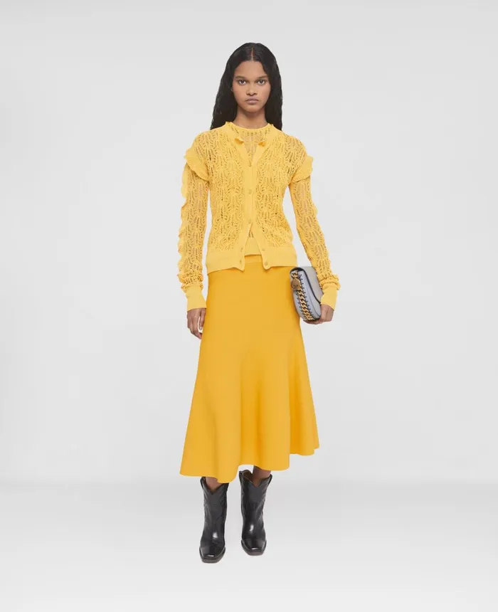 Stella McCartney Pointelle Knit Cardigan Sunflower Yellow Women Knitwear