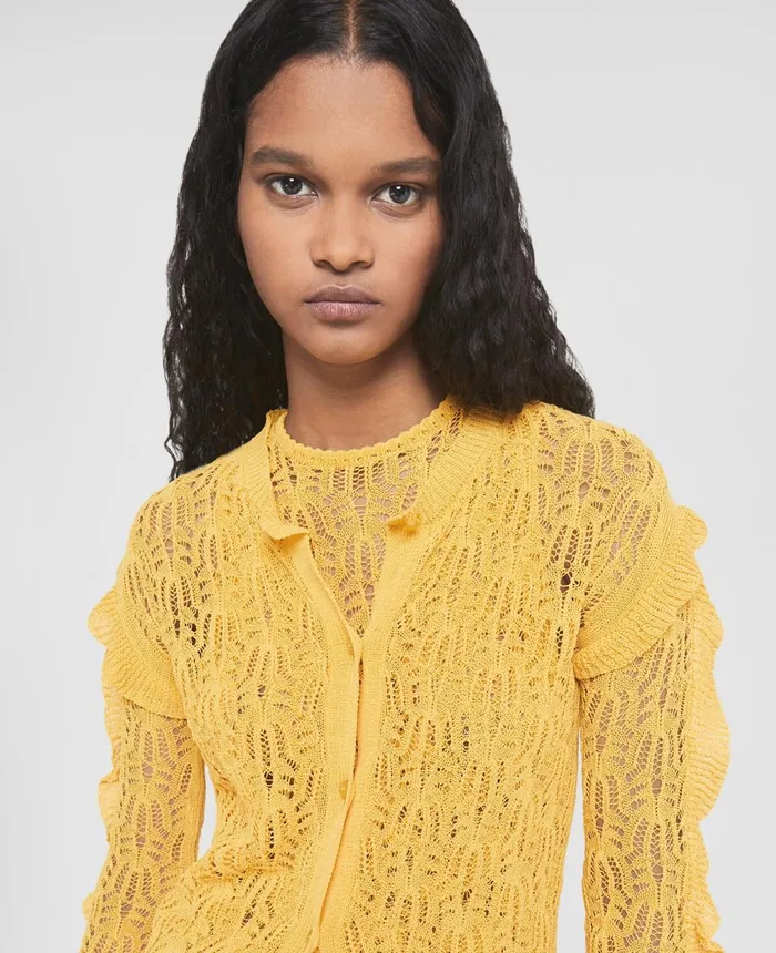 Stella McCartney Pointelle Knit Cardigan Sunflower Yellow Women Knitwear