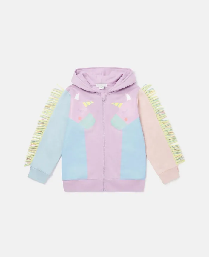 Stella McCartney Rainbow Unicorn Zip Hoodie Blue Kids Sweaters and Cardigans