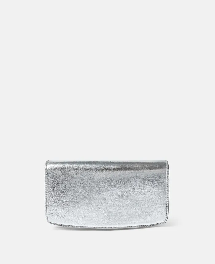 Stella McCartney SWave Metallic Mini Bag Silver Women Mini Bags And Clutches Stella McCartney SWave Metallic Mini Bag Silver Women Mini Bags And Clutches