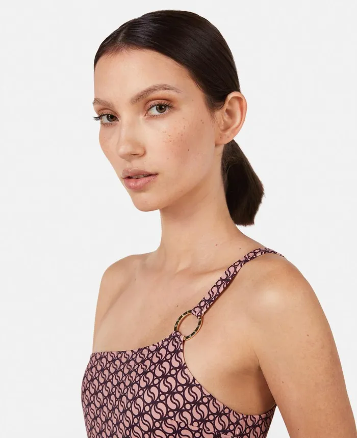 Stella McCartney SWave Print Swimsuit Pinkburgundy Women Swimwear