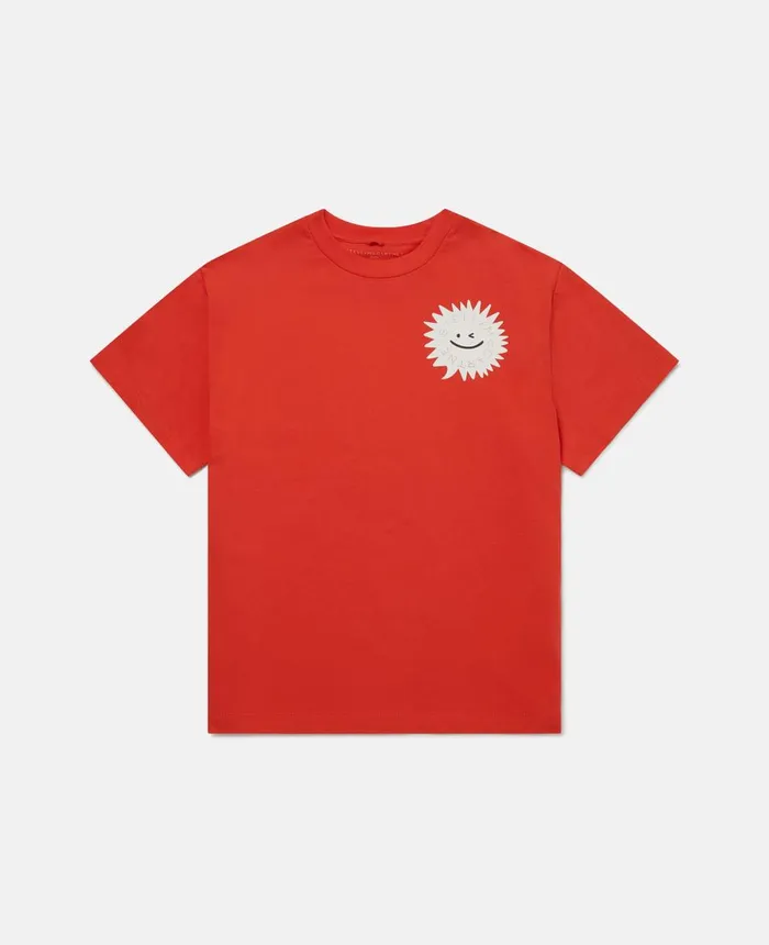 Stella McCartney Starburst Face TShirt Red Kids TShirts And Sweatshirt