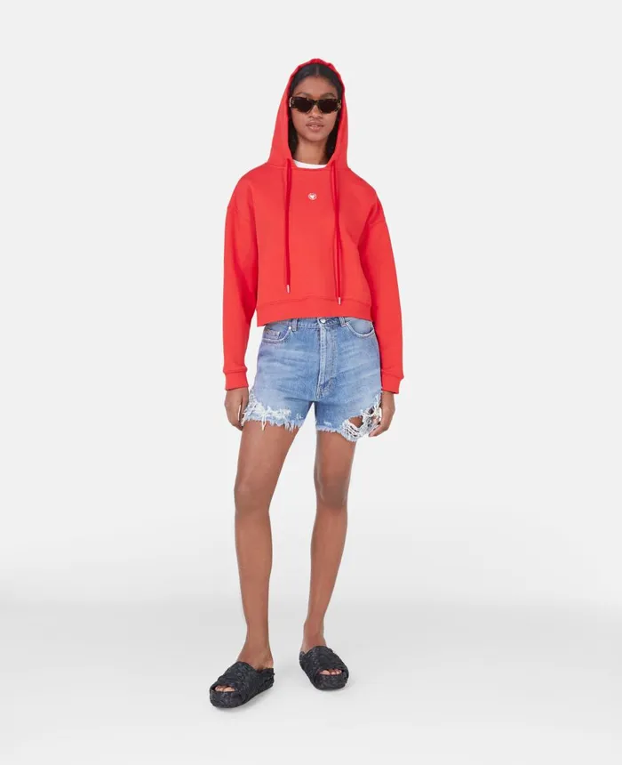 Stella McCartney Stella Heart Hoodie Red Women Sweatshirts And TShirts