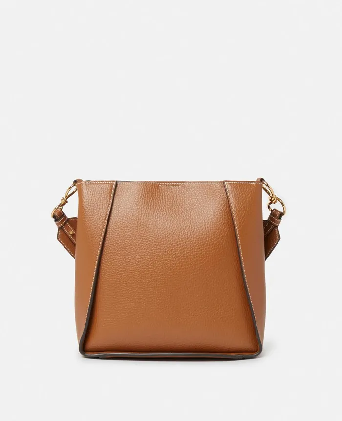 Stella McCartney Stella Logo Grainy Studded Shoulder Bag Pecan Women Mini Bags And Clutches Stella McCartney Stella Logo Grainy Studded Shoulder Bag Pecan Women Mini Bags And Clutches