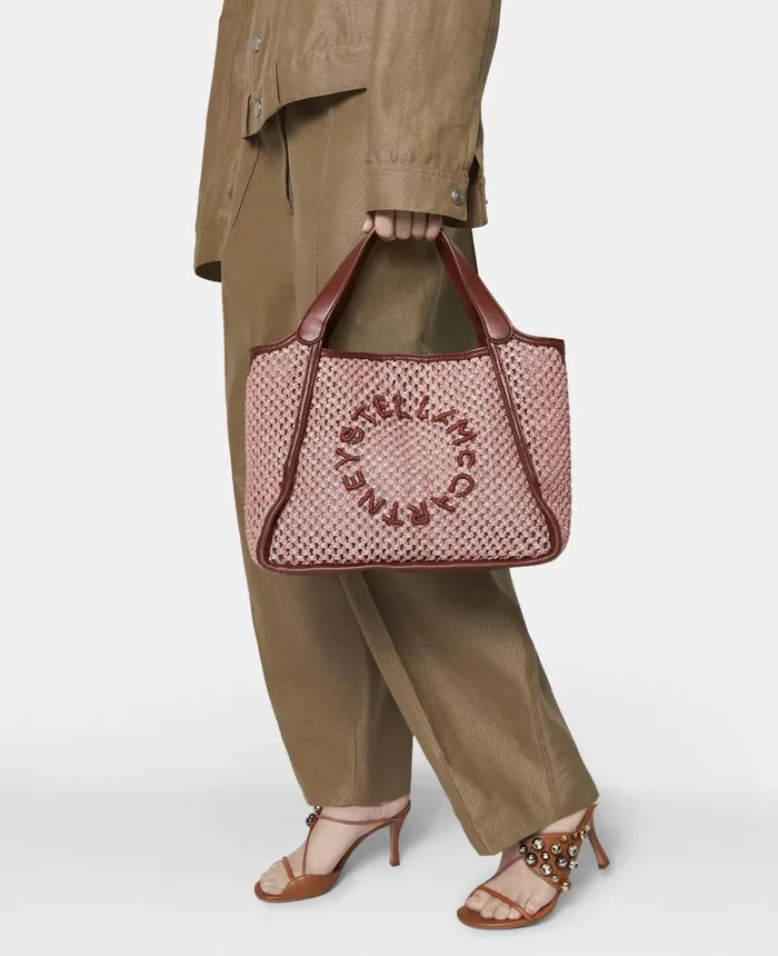 Stella McCartney Stella Logo Raffia Crossbody Bag Crab Apple Women TopHandle Bags Stella McCartney Stella Logo Raffia Crossbody Bag Crab Apple Women TopHandle Bags