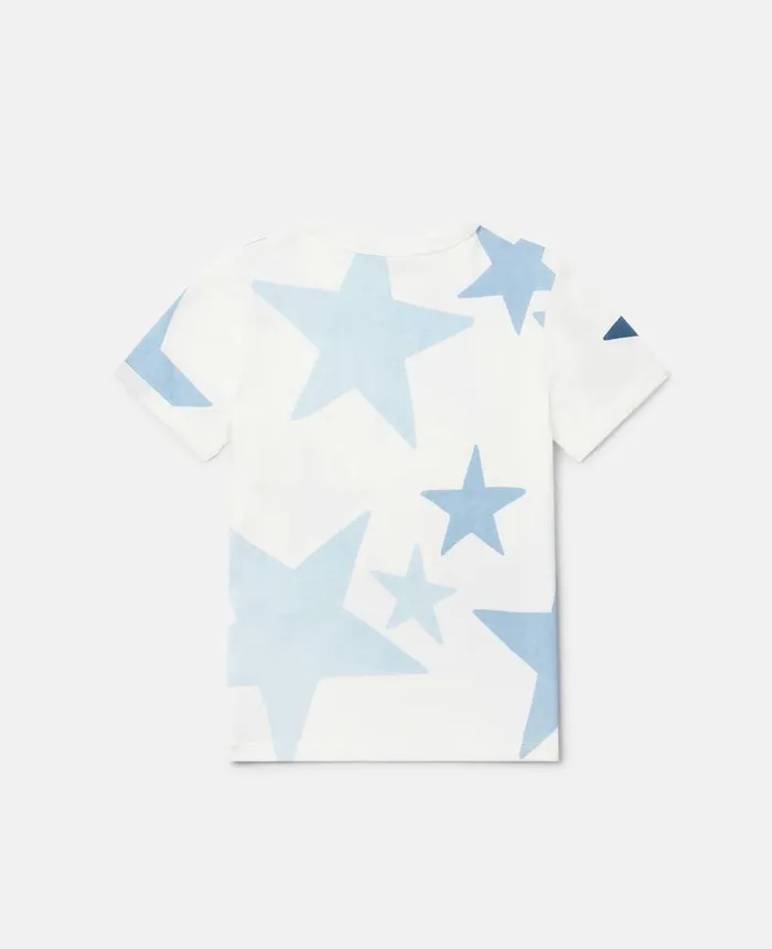 Stella McCartney Stella Logo Star Print TShirt Blue Kids TShirts And Tops