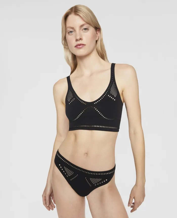 Stella McCartney Stellawear Crop Top Bra Black Women Swimwear