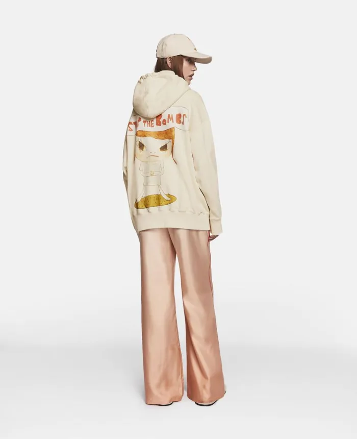 Stella McCartney Stop The Bombs Print Hoodie Natural WomenMen Sweatshirts