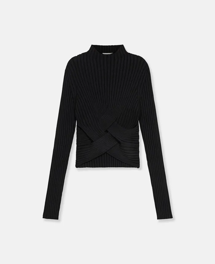 Stella McCartney Striped Technical Knit Jumper Black Women Shirts And Tops