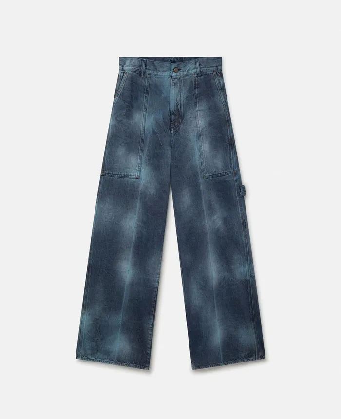 Stella McCartney TieDye Workwear Wide Leg Jeans Aquamarine Women Trousers And Shorts Stella McCartney TieDye Workwear Wide Leg Jeans Aquamarine Women Trousers And Shorts