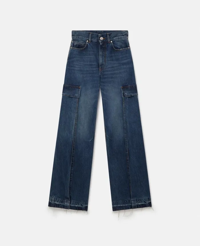 Stella McCartney Vintage Wash Cargo Jeans Dark Blue Women Trousers And Shorts Stella McCartney Vintage Wash Cargo Jeans Dark Blue Women Trousers And Shorts