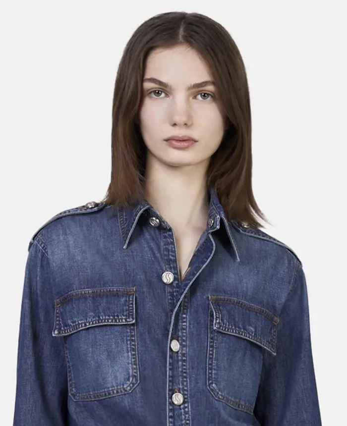 Stella McCartney Vintage Wash Cargo Jumpsuit Dark Blue Women Jumpsuits