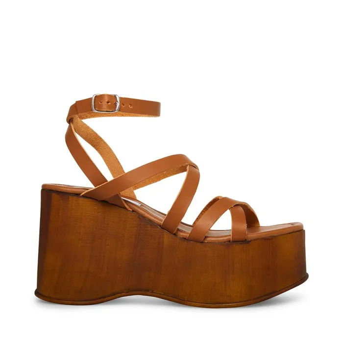Steve Madden Avril Cognac Leather Womens Sandals