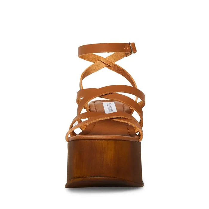 Steve Madden Avril Cognac Leather Womens Sandals