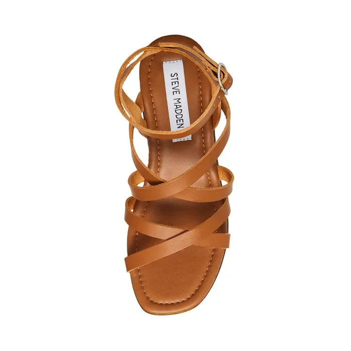 Steve Madden Avril Cognac Leather Womens Sandals