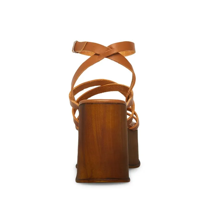 Steve Madden Avril Cognac Leather Womens Sandals