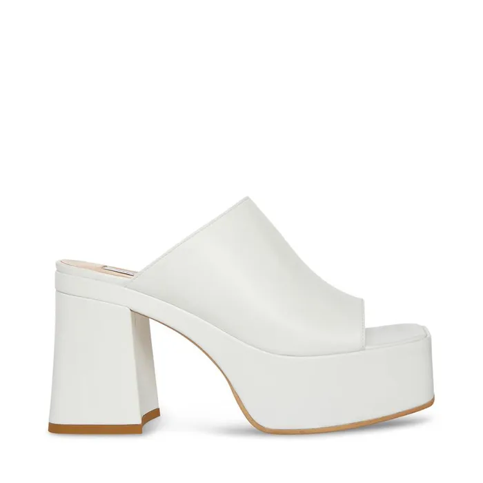 Steve Madden Capria White Leather Womens Heels
