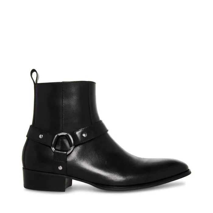 Steve Madden Dash Black Leather Mens Boots
