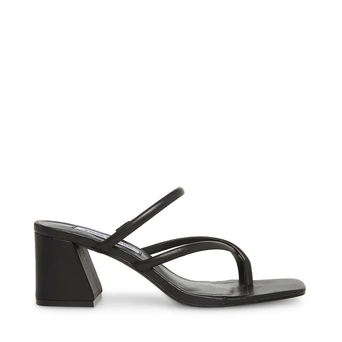 Steve Madden Effie Black Leather Womens Heels