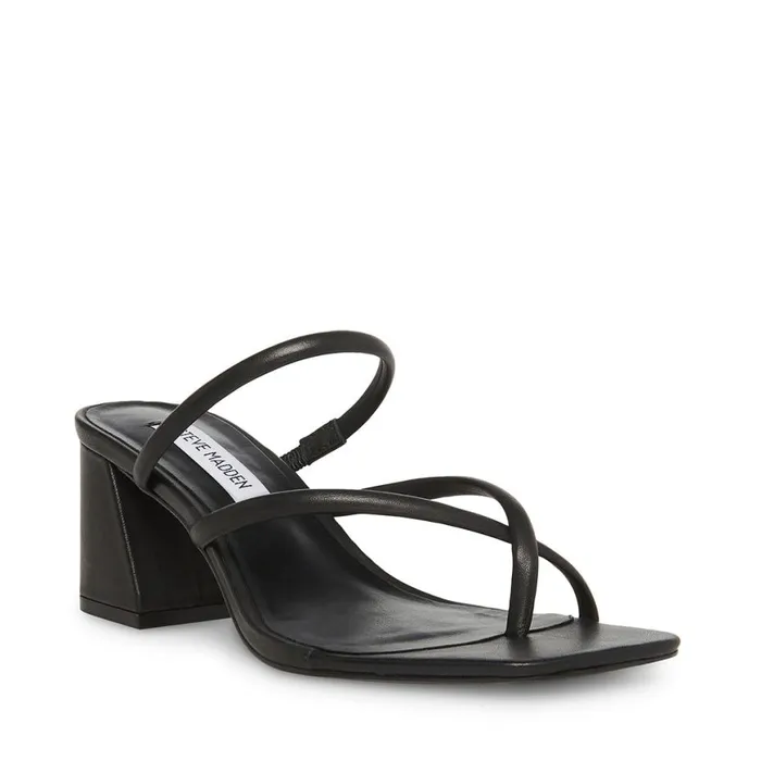 Steve Madden Effie Black Leather Womens Heels