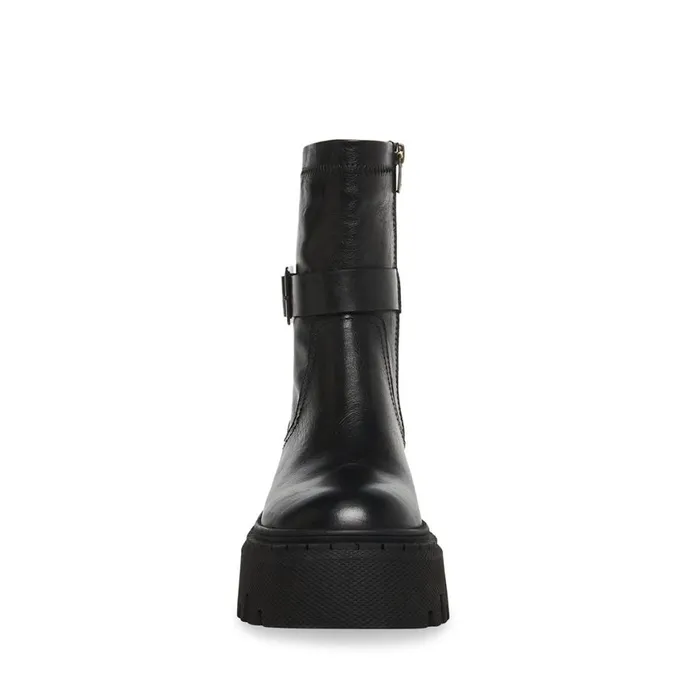 Steve Madden Everly Black Leather Womens Boots and Booties