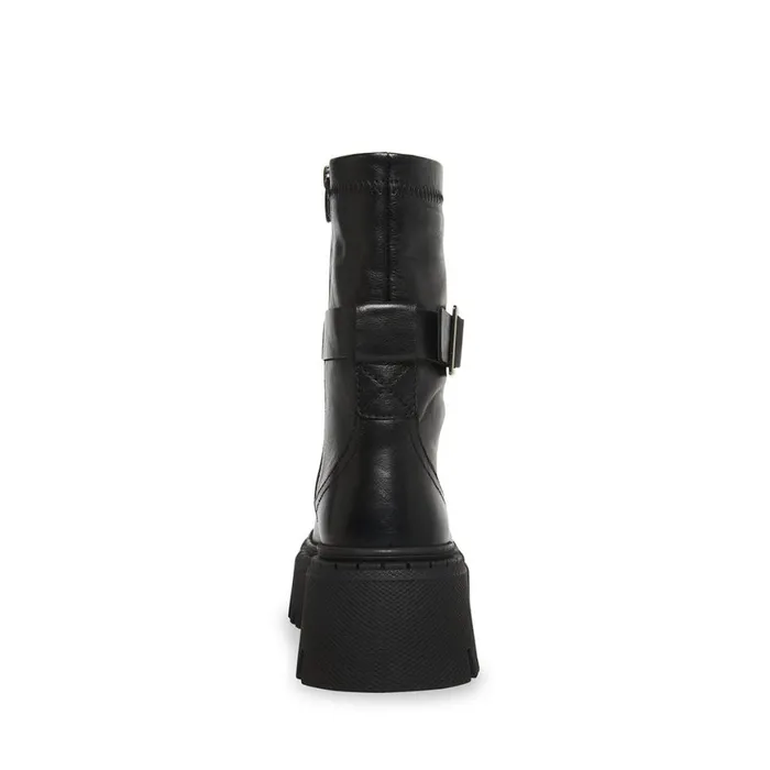 Steve Madden Everly Black Leather Womens Boots and Booties