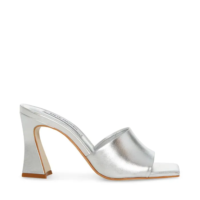 Steve Madden Fairfax Silver Leather Womens Heels