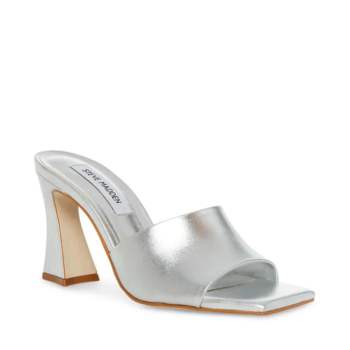 Steve Madden Fairfax Silver Leather Womens Heels Steve Madden Fairfax Silver Leather Womens Heels