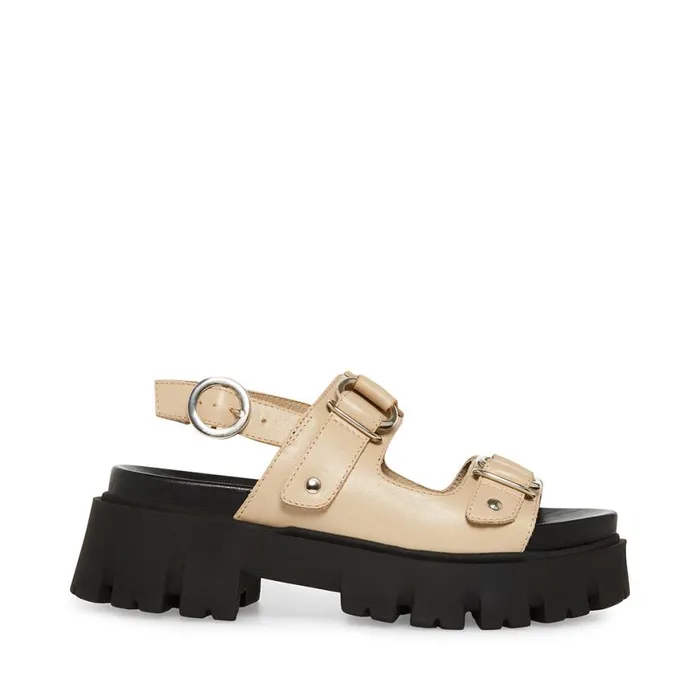 Steve Madden Garrick Khaki Leather Womens Sandals