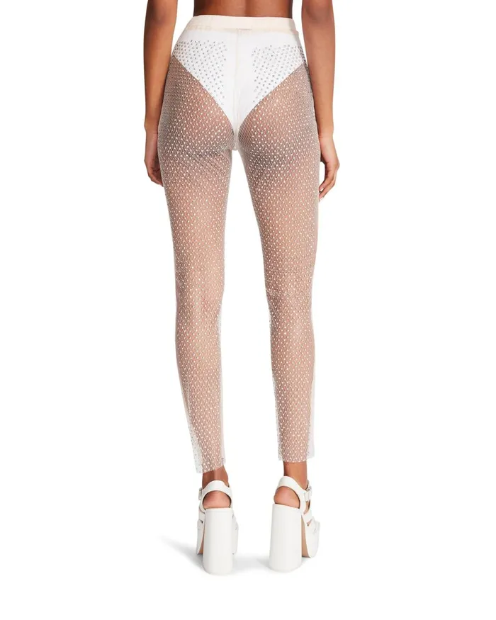 Steve Madden Mesh Rhinestone Pants Ivory Womens Bottoms