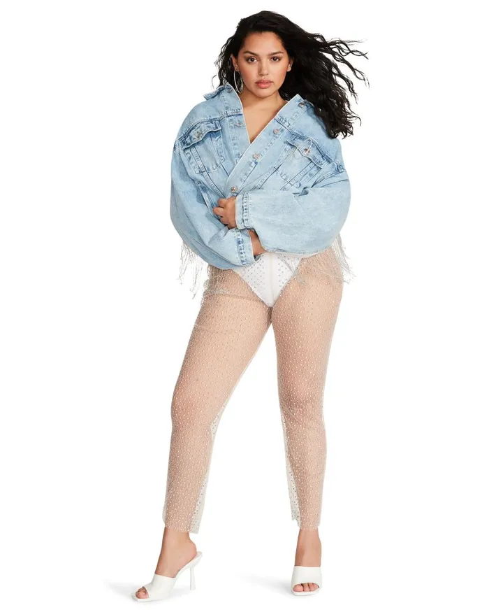 Steve Madden Mesh Rhinestone Pants Ivory Womens Bottoms