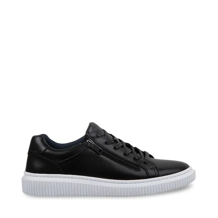Steve Madden Niziam Black Leather Mens Sneakers
