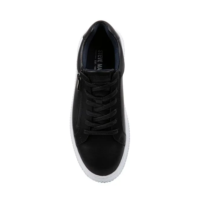 Steve Madden Niziam Black Leather Mens Sneakers