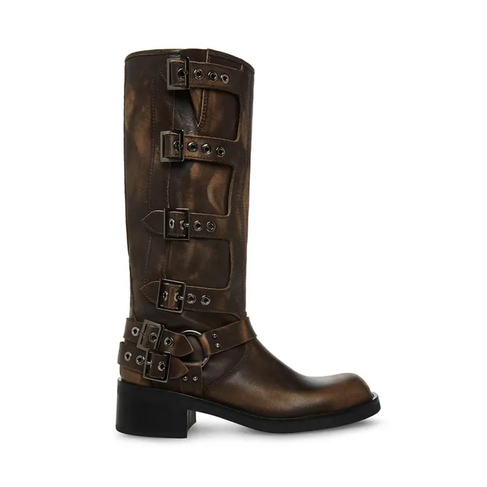 Steve Madden Rocky Brown Distressed Womens Boots and Booties