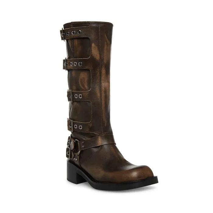 Steve Madden Rocky Brown Distressed Womens Boots and Booties