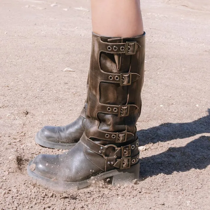 Steve Madden Rocky Brown Distressed Womens Boots and Booties