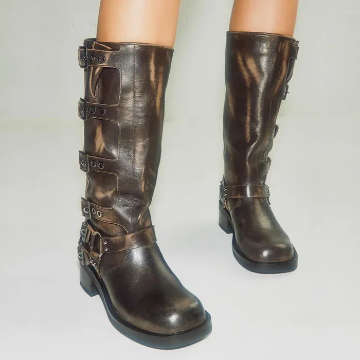 Steve Madden Rocky Brown Distressed Womens Boots and Booties