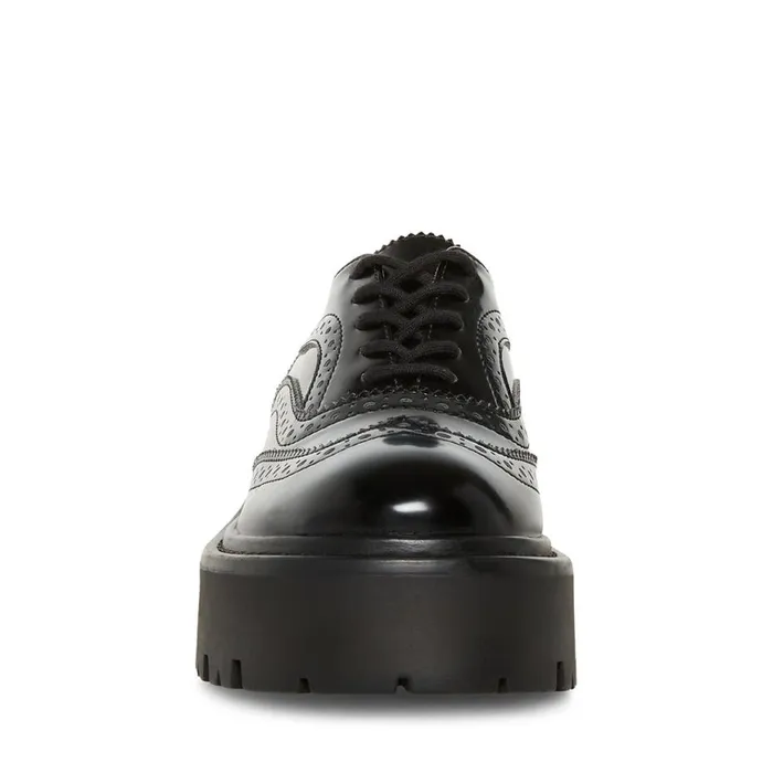 Steve Madden Russ Black Leather Womens Loafers and Flats