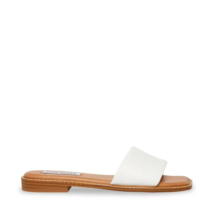 Steve Madden Sandra White Leather Womens Sandals