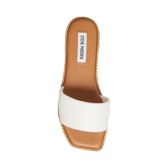 Steve Madden Sandra White Leather Womens Sandals